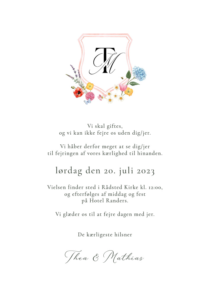 Invitationer - Thea og Mathias Bryllupsinvitation